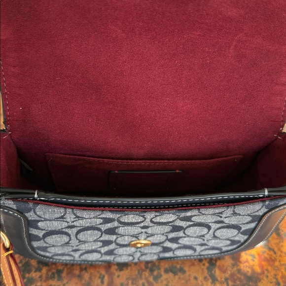 Coach Georgia Saddle Bag in Signature Chambray Blue Tan Crossbody Shoulder Bag - Picture 4 of 15